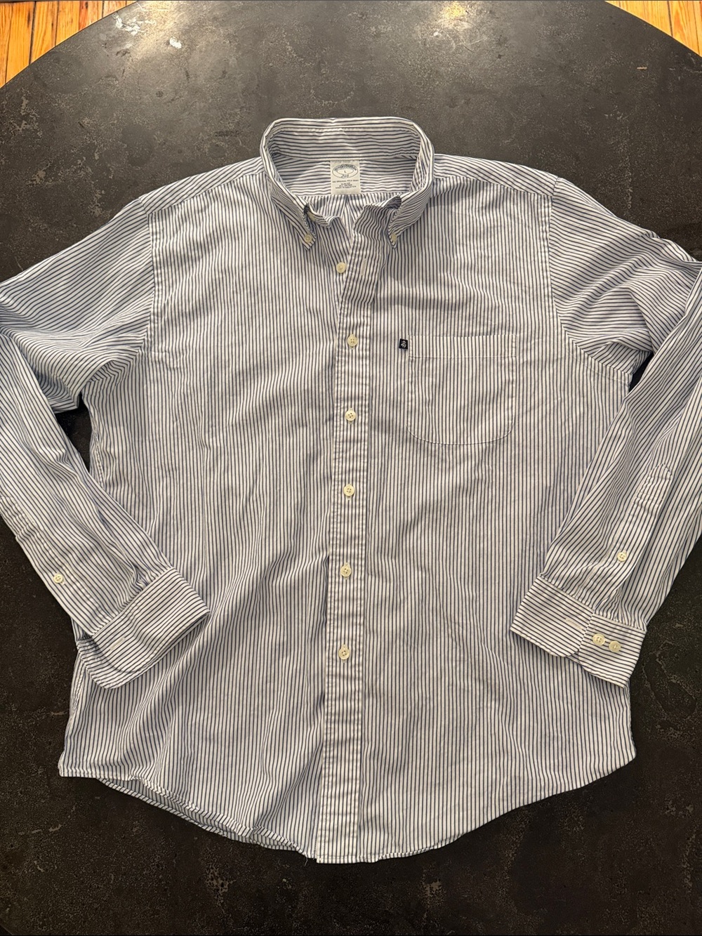 Brooks Brothers Blue and White Striped Button-Down Shirt